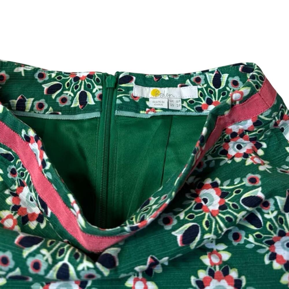 Boden Richmond Pencil Skirt Emerald Green Pink Floral Geometric Knee Length - Picture 4 of 7